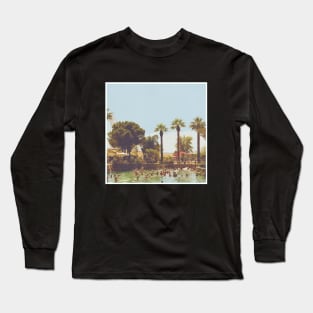 Beautiful Palm Trees Photography design with blue sky and swimming pool holiday vibes Long Sleeve T-Shirt